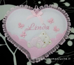 Fiocco nascita cuore rosa per Linda
