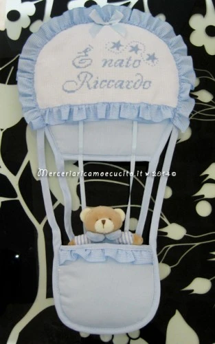 Fiocco nascita mongolfiera celeste