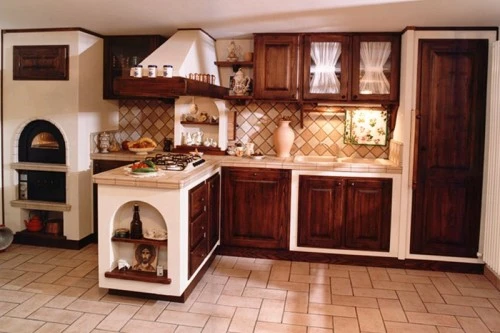 Cucina in finta muratura in legno di massello : (Arluno)