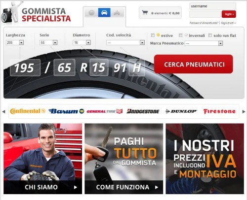 Ordina Online, Paga dal Gommista