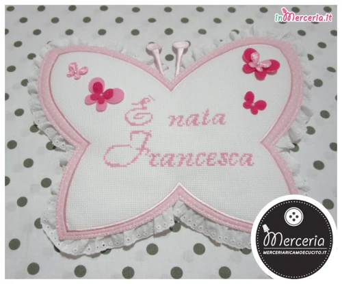 Fiocco nascita farfalla pois “È nata Francesca”